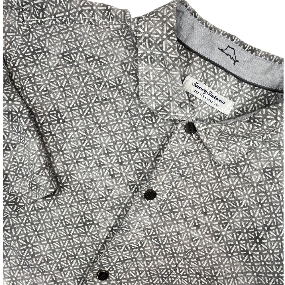 Tommy Bahama The Veracruz Cay Mens XL Gray Geometric Short Sleeve Button Down